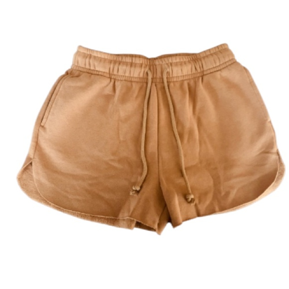 The sweat short camel brown short fleece raw cut drawstring WILD FABLE M. NEW